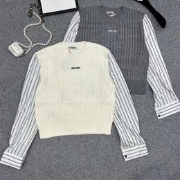 Women Letter Embroidery Sweater Shirt Pullover Long Sleeve Sweater Striped Shirt Designer Brand Streak Cardigan Jacket