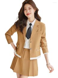 Two Piece Dress School Uniform Design Skirt Suits High Quality Women Student Set Female Girl Teacher Work Study Wear Blazer