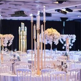 Party Decoration Road Leading Decorative Metal Gold Centerpiece Flower Arranging Candle Holder Stand For Wedding Walkway