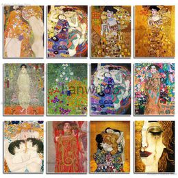 Metal Painting Gustav Klimt Family Famous Canvas Painting Tear Kiss Gold Modern Posters Print Wall Art Picture for Room Wall Home Decor Cuadros x0829