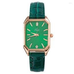 Wristwatches Foreign Trade Fashion Diamond Inlaid Women's Watch Square Leather Strap Quartz Factory Spot Wholesale