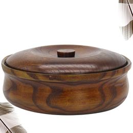 Dinnerware Sets Woodsy Decor Wood Bowl With Lid Serving Dishes Platter Fruit Plate Appetizer Snack Tray Fruits