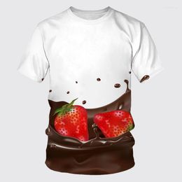 Men's T Shirts Summer Men Unisex Women Boy Girl Suitable Short Sleeve Top Tees T-shirt Novelty Fashion Food Strawberry 3D Printing Shirt