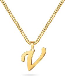 LUXEJEW Gold Cuban Chain Initial Necklaces for Men Letter Pendant Initial Necklace for Men Boys Women Chunky Initial Necklaces for Mens Jewelry Mens Gifts