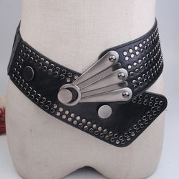 Belts Fashion Retro Wide Belts Female Luxury Rivet Exquisite Ladies Elastic Belts Red Black Corset Belt Female Dresses Waistband 230829