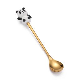 20PCS Animal styles Small Cute Dessert Spoon Panda Stainless steel spoon fruit forks