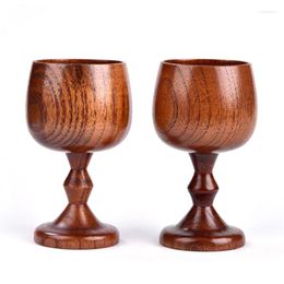 Wine Glasses 2Pcs Wooden Cups Goblet Jujube Wood Chalice Red Cup Home Bar Party Drinking Vintage Drinkware Gift