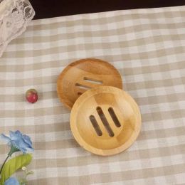 Round Soap Dish Eco-friendly Natural Bamboo Handmade Mini Bathroom Soap Rack 8x8cm Other Bath Toilet Supplies Top Quality