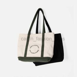 Shoulder Bags 2021 New Letter Printed Canvas Bag Women's Summer High Capacity Fashion Handbag Student Shoulder Bag Korean Design caitlin_fashion_bags