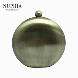 Evening Bags NUPHIA Round Ball Shape Metal Box Clutches and for Party Prom Bronze Silver Black Gold 230828