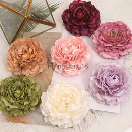 20pcs 8cm Peony Artificial Silk Flowers Heads For Wedding Decoration DIY Wreath Gift Box Scrapbooking Craft Fake Flower HKD230829