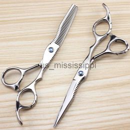 Scissors Shears Professional 440c 6 inch sapphire hair scissors set hair clipper cutting scissor barber thinning shears hairdressing scissors x0829