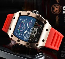 Mens quartz movement orologio sports skeleton aaa watches men delicate yellow green blue reloj casual waterproof fashion womens designer watch popular xb011 C23