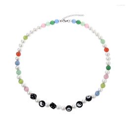 Chains Vintage Colourful American Necklace Bracelet Pearl Splice Black Eight Dice Hip Hop Fashion Charm Jewellery