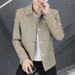 Men's Jackets High Quality Autumn Waffle Jacket Lapel Casual Business Windbreaker Coat Slim Fit Social Streetwear Outwear Men Clothing