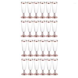 Disposable Cups Straws 24X Wedding Champagne Flute Creative Plastic Cup Glass Drinking Utensils Rose Gold