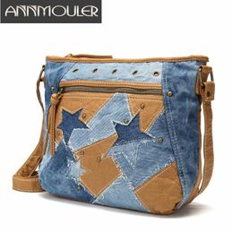 Bags Fashion Women Bags Handbag Designer Jeans Shoulder Bag Star Patchwork Jeans Bag Soft Washed Leather Crossbody Bag Purse