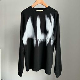Men's Hoodies Sweatshirts ALYX 1017 9SM Long Sleeves Graffiti Spray Paint Splash Printed Pure Cotton Black Pullovers J230829