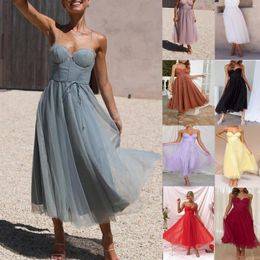 Casual Dresses 2023 Prom Dress For Women Sexy Sling Mesh Sleeveless Backless Off The Shoulder Long Gown Elegant Banquet Party Evening