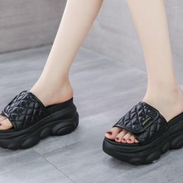 Slippers 2023Platform High Women Open Toe Wedges Sandals Summer Soft Slipper Indoor Outdoor Leisure Beach Shoes Black/white