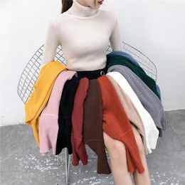 Women's Sweaters Fashion Pullover Jumper Knitted Sweater Women Long Sleeve Turtleneck Warm Autumn Winter Clothes 28663
