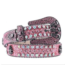 Belts Luxury Women Belts Western Cowgirl Belt for Men Fashion Shine Crystal Diamond Studded Leather Bling Female Mens Belt 230828