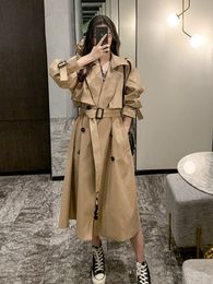 Womens Wool Blends Winter Jacket Trench Coat for Women Clothes Solid Colour Lapels Double Row Buttons Long Windbreaker Ladies Work Tops 230828