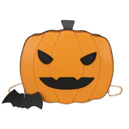 Evening Bags Halloween Funny Devil Pumpkin Shape Crossbody For Women Soft Pu Leather Shoulder Bag Female Gold Chain Travel Purses 230828