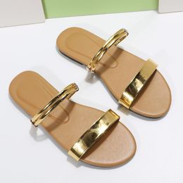 Slippers Flat Women's Simple Style Ladies Beach Shoes For Women Summer 2023 Open Toed Flip Flops Plus Size Slides