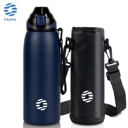Water Bottles FEIJIAN Bottle 1L Vacuum Sports Warm and Cold Drink Stainless Steel Flask 230829
