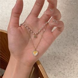 Pendant Necklaces Punk Necklace Sales Pearl Crystal Love Double Layer For Women 2023 Design Simple Versatile Fashion Collana