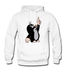 Men's Hoodies Mole Pointing Funny High Quality Cotton Fleece Krtek Little Maulwurf Cute Graphic Long Sleeve Hooded Sweatshirt