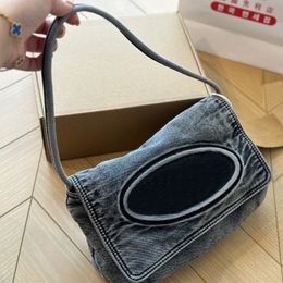 Denim Shoulder Bag Flap Handbag Underarm Hobo Bags Vintage Cell Phone Pocket Classic Letter Large Capacity Tote Purse Interior Zipper Pocket Wallets Travel Pouch