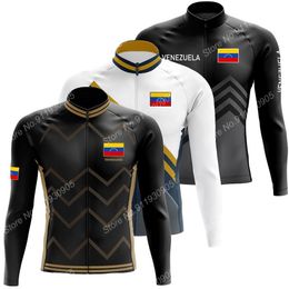 Cycling Shirts Tops Maillot Venezuela Team Winter Cycling Jersey Long Sleeve Mens Clothing Race Road Bike Shirts Bicycle Tops MTB Uniform 230828