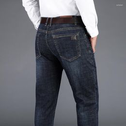 Men's Jeans 2023 Autumn Office Business Men Classic Style Blue Black Stretch Straight-leg Denim Pants Male Brand Trousers