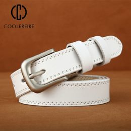 Belts Women Genuine Leather Belt Fashion High Quality Vintage Luxury Brand Waistband Pin Buckle Brown Solid Colour Belt Ladies DT025 230829