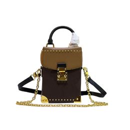 Camera Box Crossbody Bag Genuine Leather Old Flower Letters S-Lock Coated Canvas Women Small Handbags Purse Metal Angle Bead Tote Wallets M82465