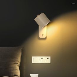 Wall Lamp Modern LED Bedside Bedroom Living Room White Green Gray Nordic Creative Reading Push Button Switch Light Sconce
