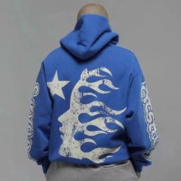 Men s Hoodies Sweatshirts Blue Hellstar Hoodie American Fashion Hip Hop HELLSTAR Print High Quality Casual Loose Sweatshirt Men Women 230829