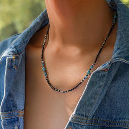 Pendant Necklaces Bohemian Rice Bead Necklace For Women Men Teens Fashion Punk Choker Turquoise Collarbone Chain Simple Men's Jewellery