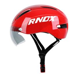 Cycling Helmets RNOX Aero helmet tt time trial cycling helmet men women goggles race road bike helmet with lens Casco Ciclismo bicycle equipment 230828