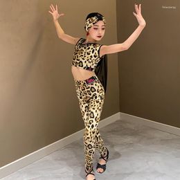 Stage Wear 2023 Latin Dance Performance Costumes Leopard Tops Pants Suit Practise Clothes Chacha Rumba DN15802