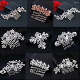 Headpieces Trendy Handmade Tiara Wedding Hair Comb Leaf Flower Bridal Hairpins Pearl Rhinestone Head Jewelry Girls Accessories