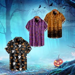 Men's Dress Shirts Halloween Aloha Button Down Unisex Casual Harajuku Turndown Outdoor Street Short Sleeve Shirt 230828