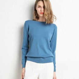 Women s Sweaters 2023 Female Slim O Neck Pullover Cashmere Wool Blending Sweater Autumn And Winter Long Sleeved Knit Bottoming Shirt Large Size 230829