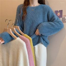 Women's Sweaters Womens Spring Autumn Round Collar Pullover Female Knitting Long Sleeve Loose Casual Versatile Knitwear Sweater Q100