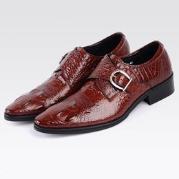 Dress Shoes Formal Mens Large Size Pattern PU Leather Trendy Designer Buckle Strap Male Business Work Footwear 230829