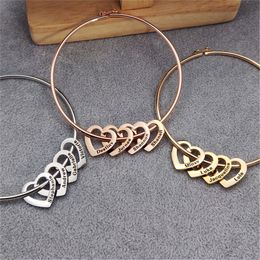 Bangle Custom Love Pendant Name Fashion Stainless Steel Women s Jewellery Gift 230828