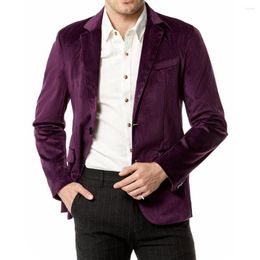 Men's Suits Purple Velvet Blazer Jacket Men 2023 Autumen Single Breasted Notched Lapel Dress Blazers Mens Solid Colour Sports Coat Male