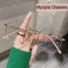 Sunglasses Vintage Metal Irregular Near Sight Eyeglasses Unisex Ladies Men's Minus Glasses Finished Optical Prescription Eyewear Diopter